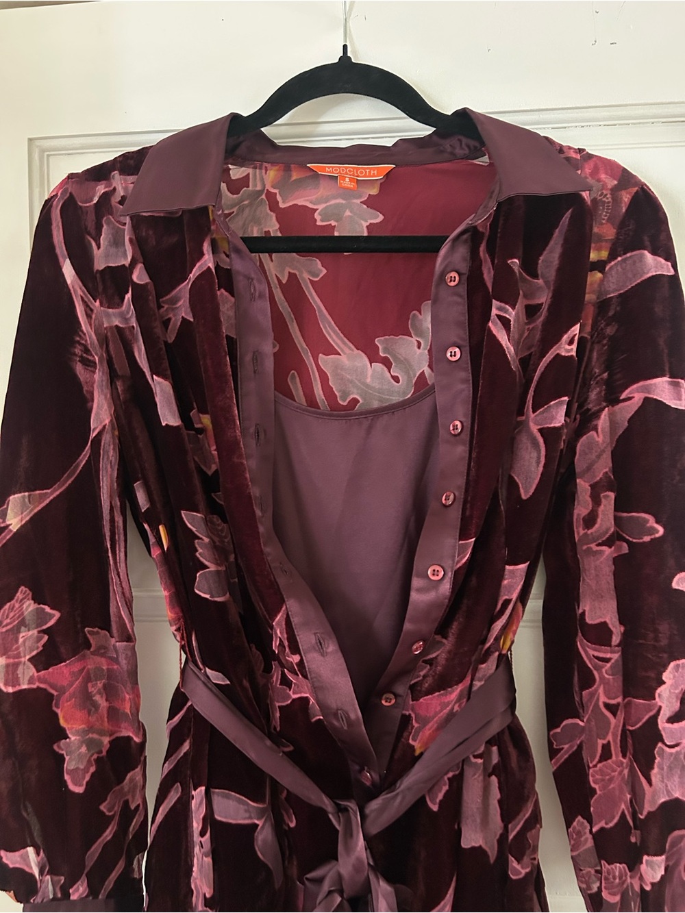 ModCloth Burgundy Velvet Dress with Slip - Size S - Picture 6 of 6